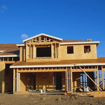 Residential construction framing in progress