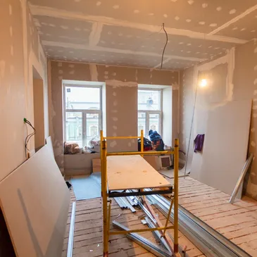 Interior construction and drywall work in progress