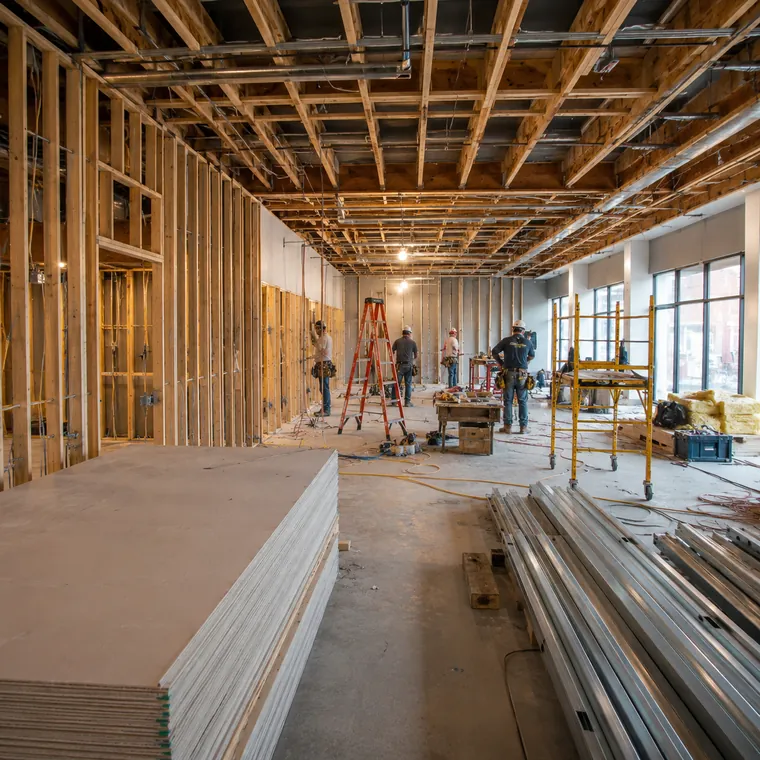 Commercial interior build-out in progress